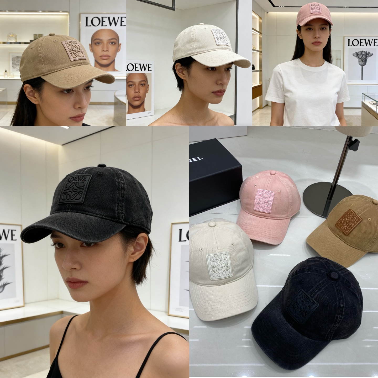 🎀Loewe罗意威棒球帽，采用水洗做旧的棉质斜纹布，呈现复古质感；无结构软顶设计，搭配可调节后带，兼顾舒