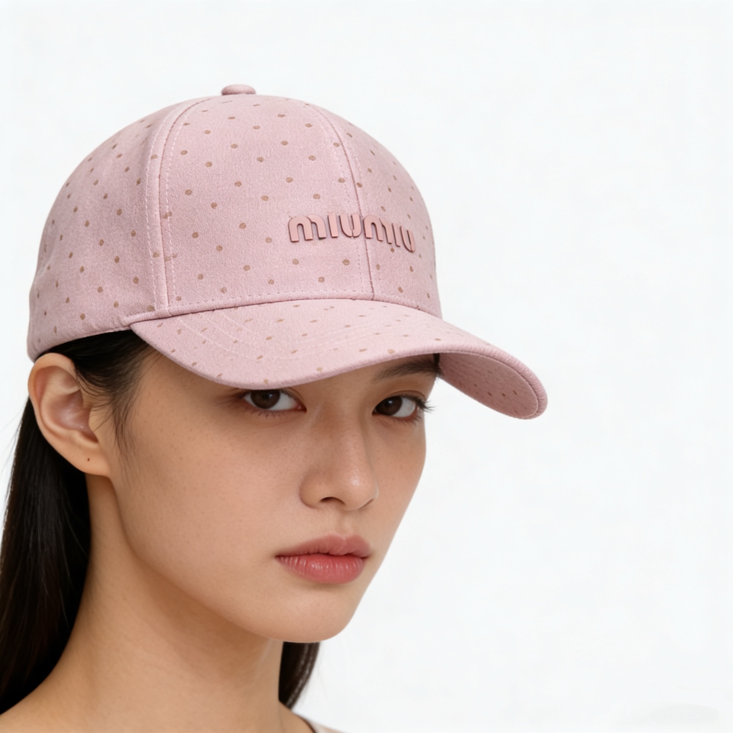 🎀Miu Miu缪缪棒球帽，采用细腻的棉质面料，表面印有同色系波点，兼具复古感与少女感