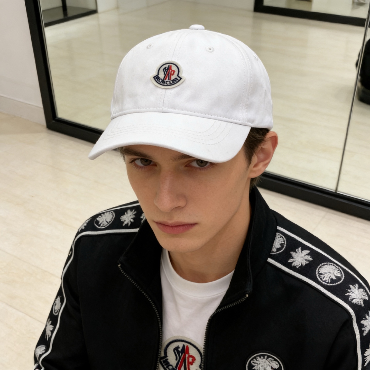 🎀Moncler 经典刺绣棒球帽 黑白两色的极简廓形，让Moncler的奢华感回归本质。正面刺绣徽标低调