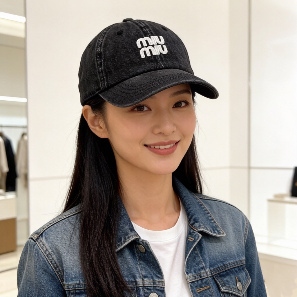 🎀Miu Miu 牛仔棒球帽 浅蓝、深蓝、黑三色水洗牛仔，自带复古滤镜，无论是搭配同品牌针织开衫、格纹衬