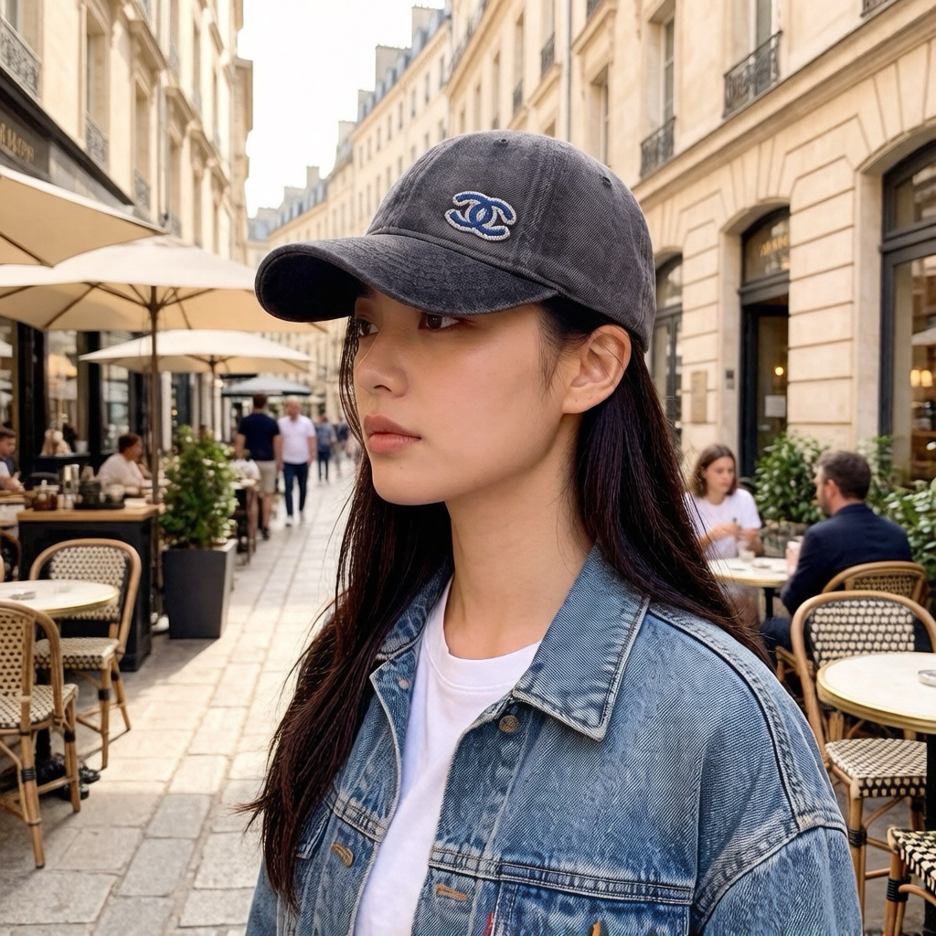 🎀Chanel香奈儿牛仔棒球帽，经典双C logo点缀水钻，水洗蓝与深灰双色可选，轻松拿捏法式休闲感，日