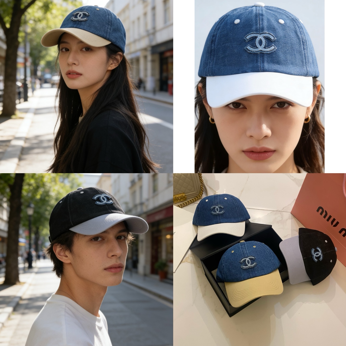 🎀Chanel 拼色牛仔棒球帽