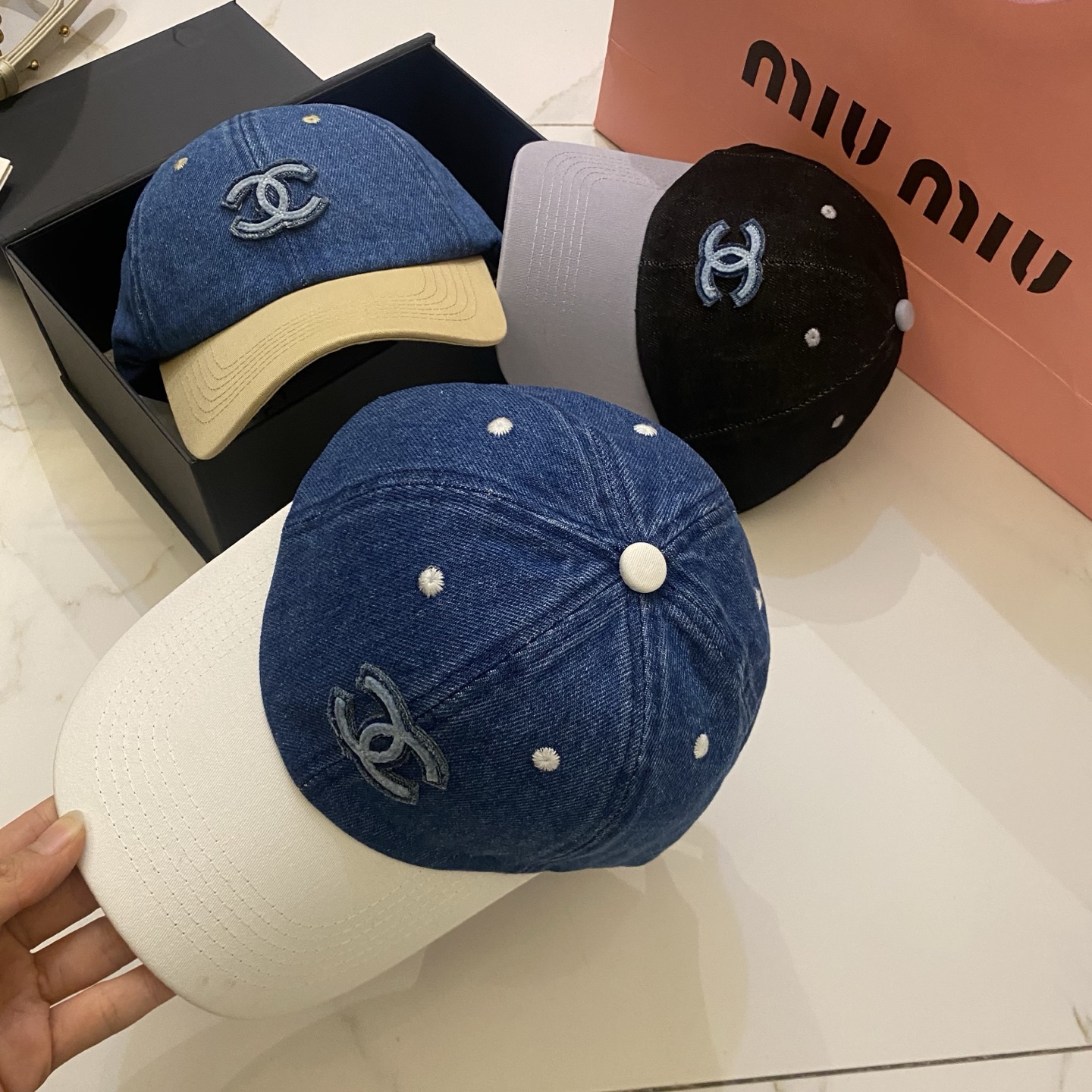 🎀Chanel 拼色牛仔棒球帽