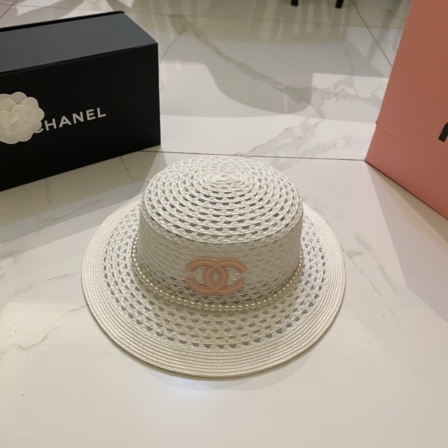🎀CHANEL香奈儿 镂空平顶帽