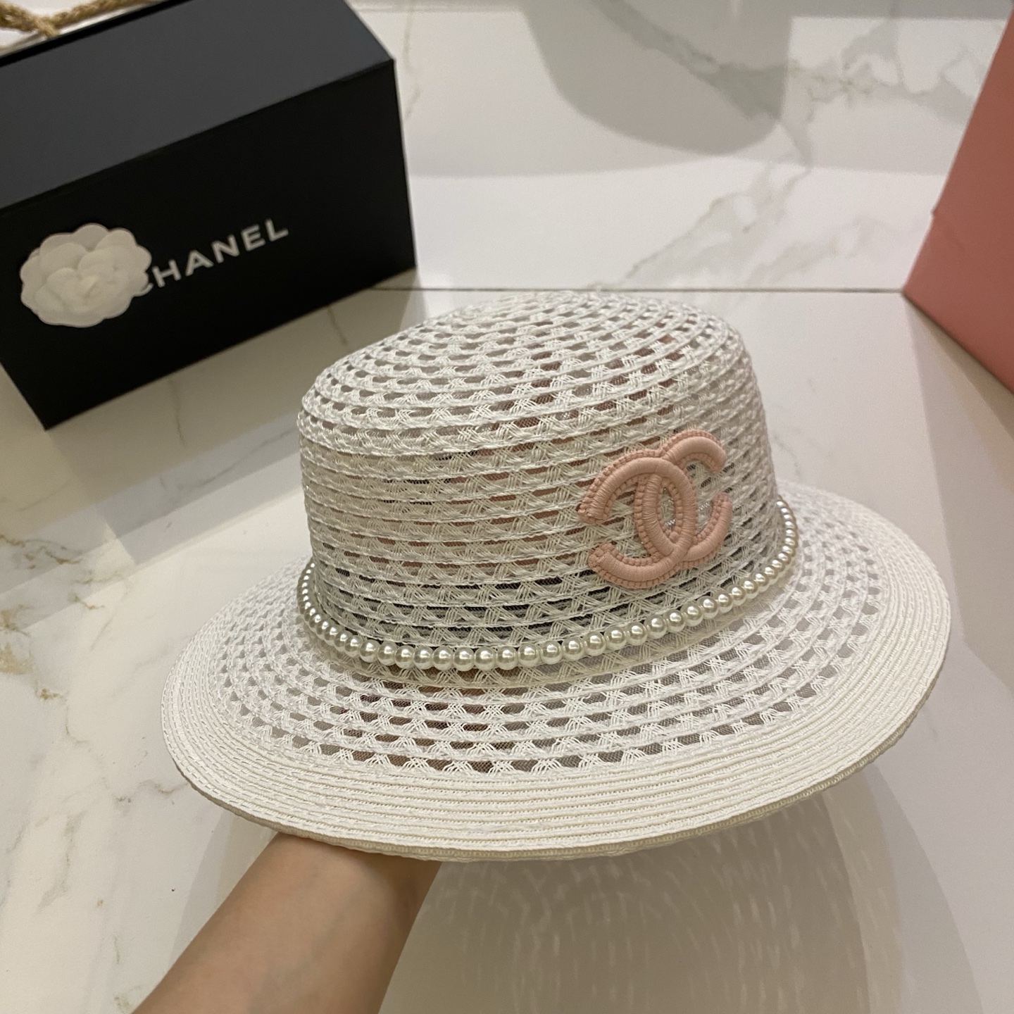 🎀CHANEL香奈儿 镂空平顶帽