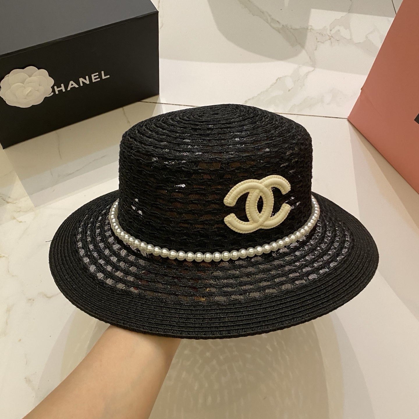 🎀CHANEL香奈儿 镂空平顶帽