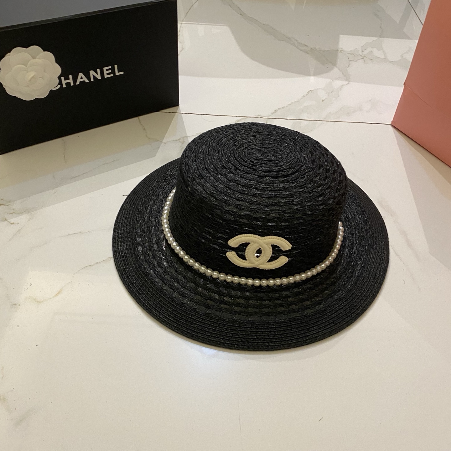 🎀CHANEL香奈儿 镂空平顶帽