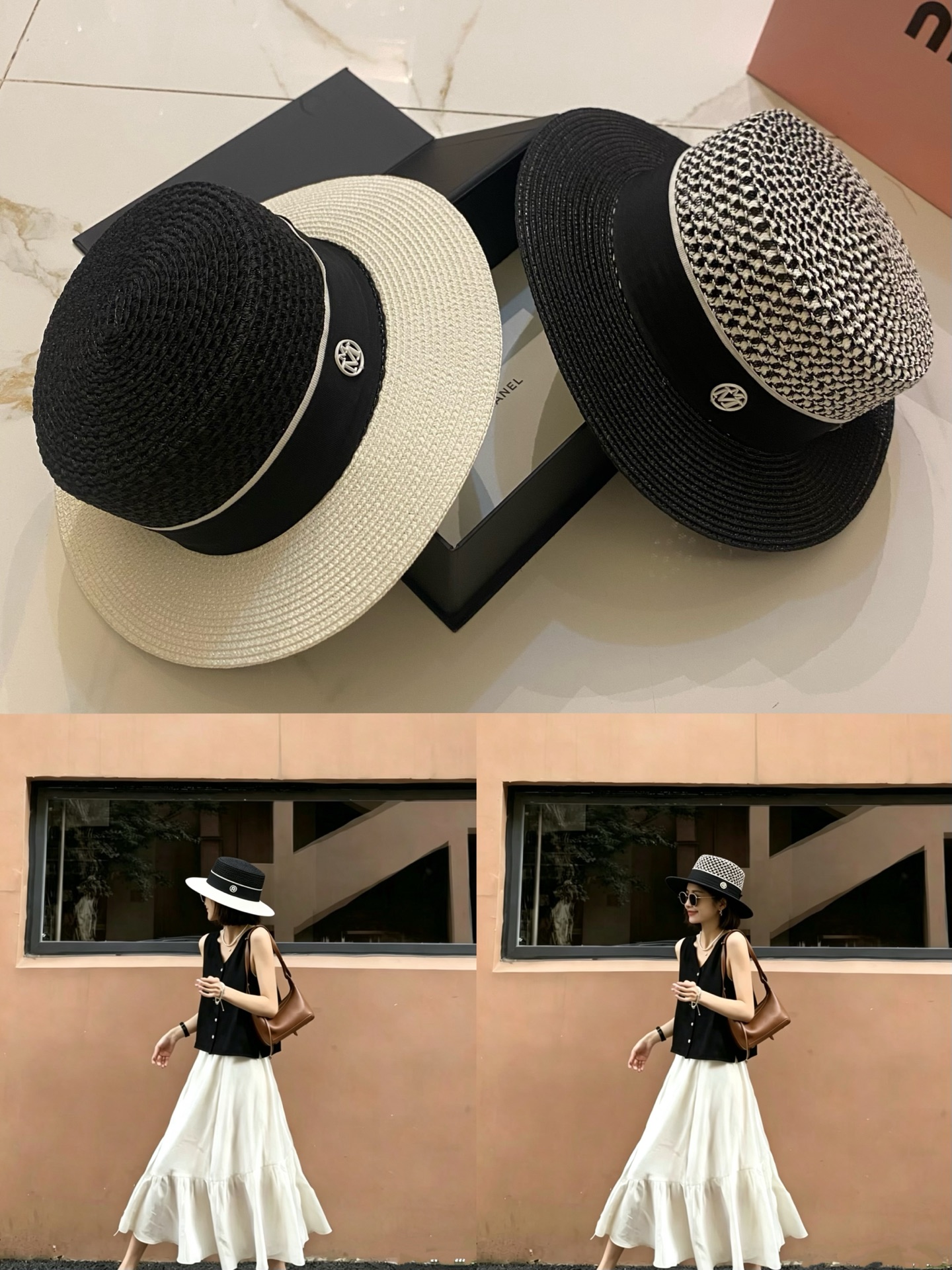 M米歇尔 经典黑白色平顶帽 简约百搭⚪️⚫️