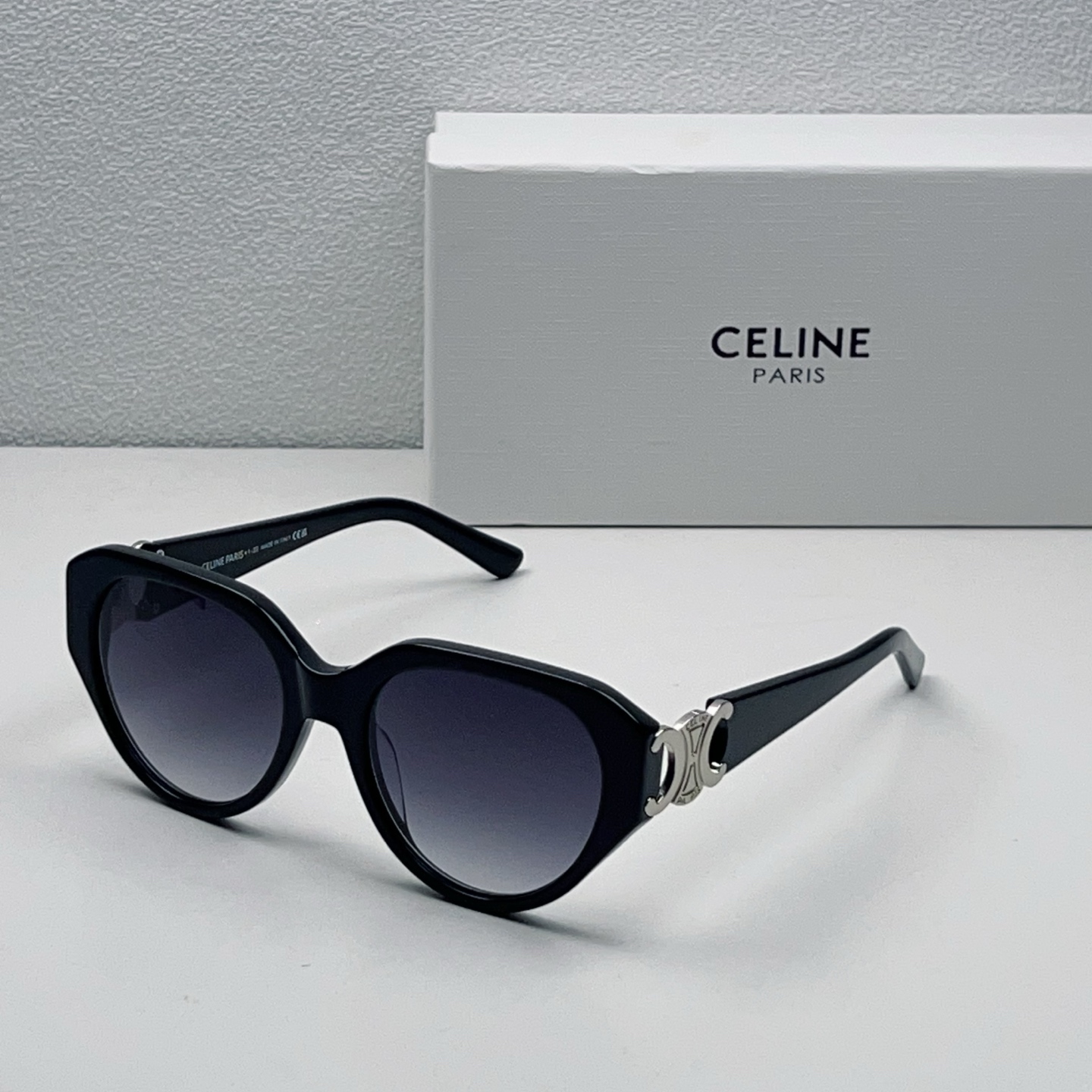 CELINE Sunglasses Acetate Black Oval