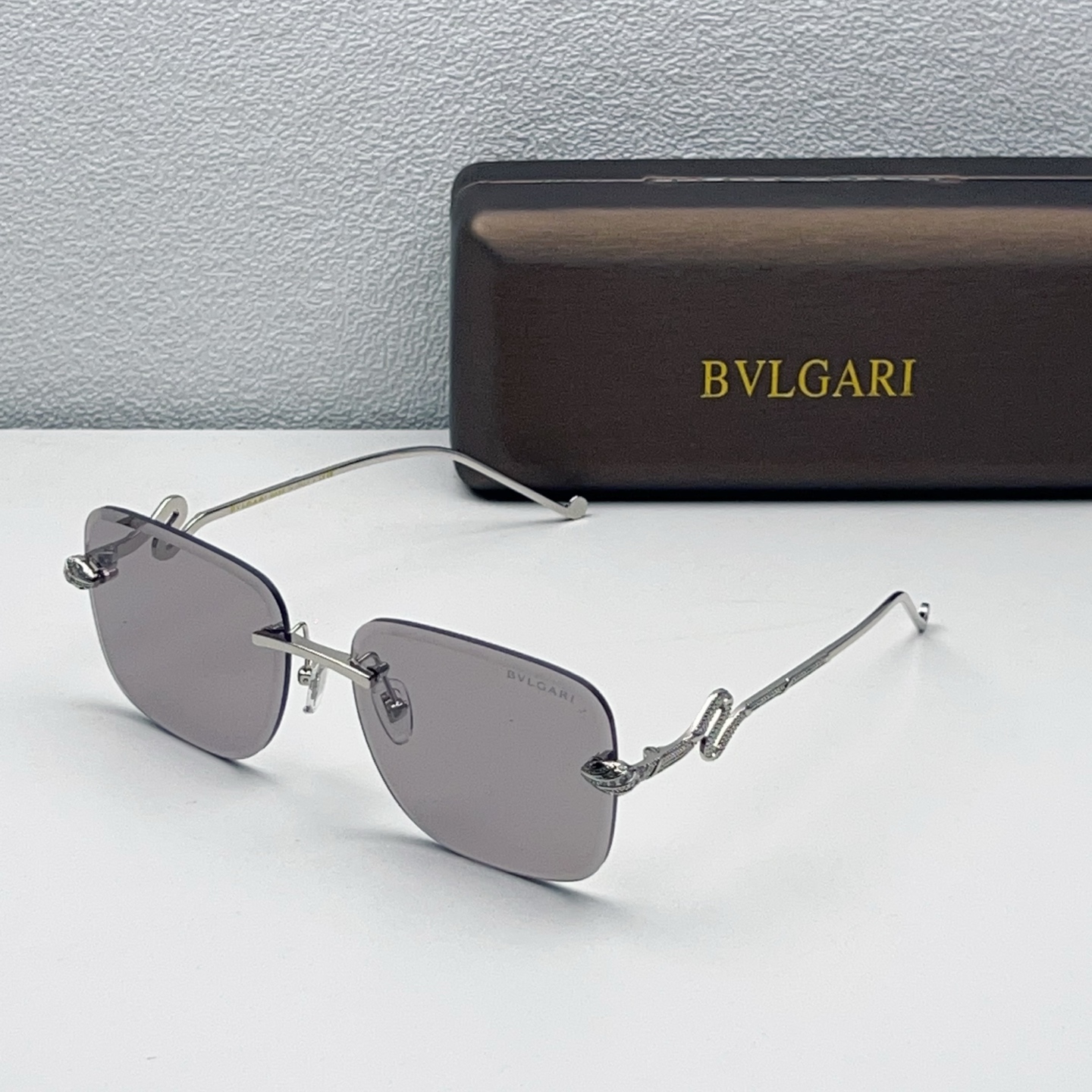 BVLGARI Rimless Metal Square Sunglasses