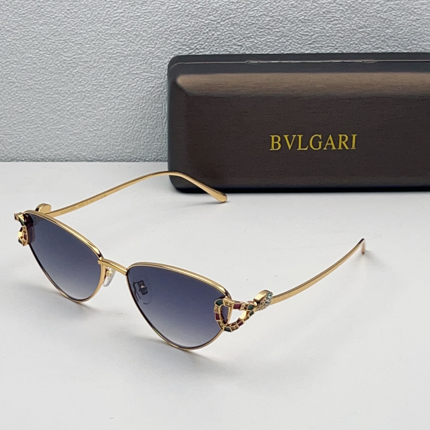 BVLGARI Sunglasses Metal Cat Eye Gradient Lenses