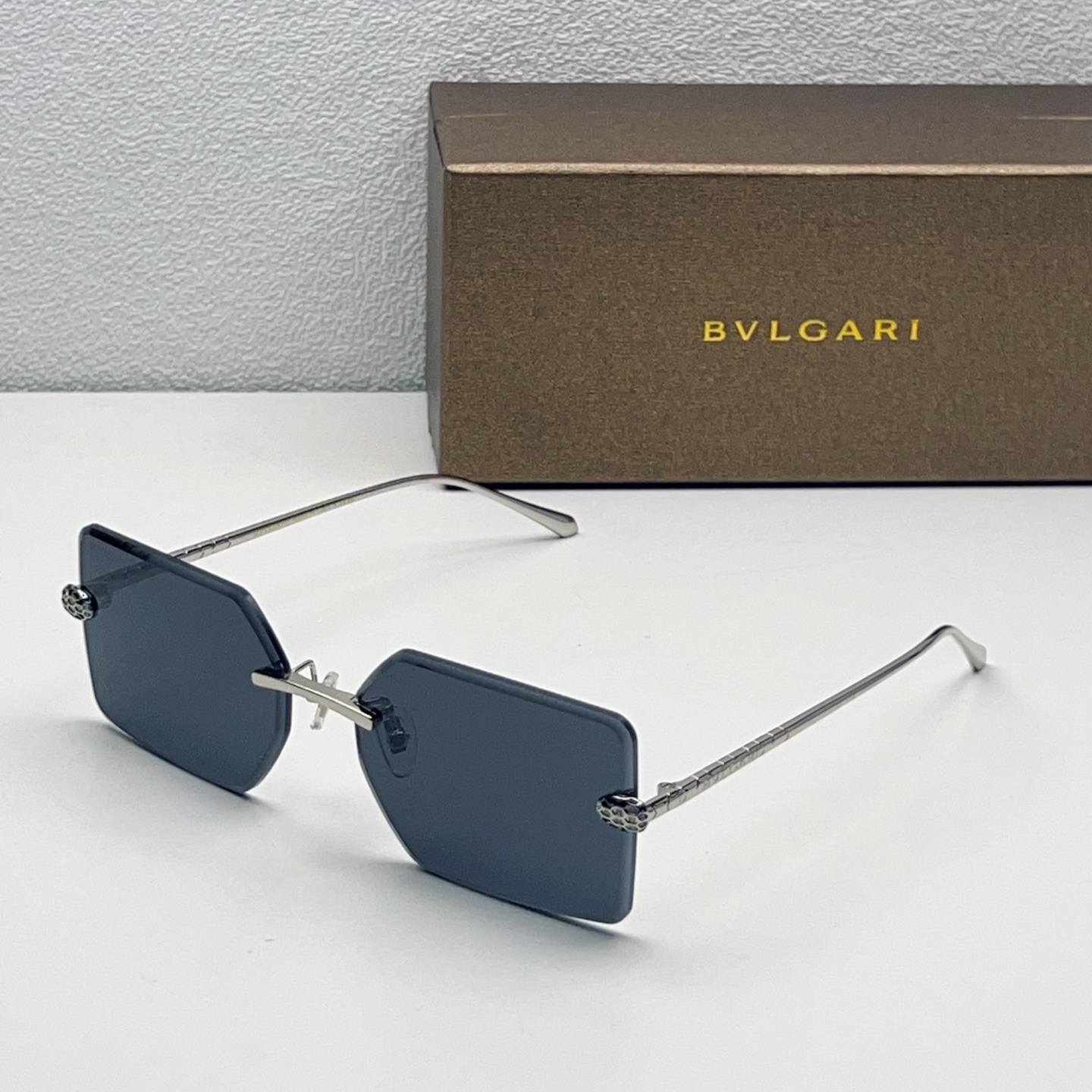 BVLGARI Rimless Metal Square Sunglasses