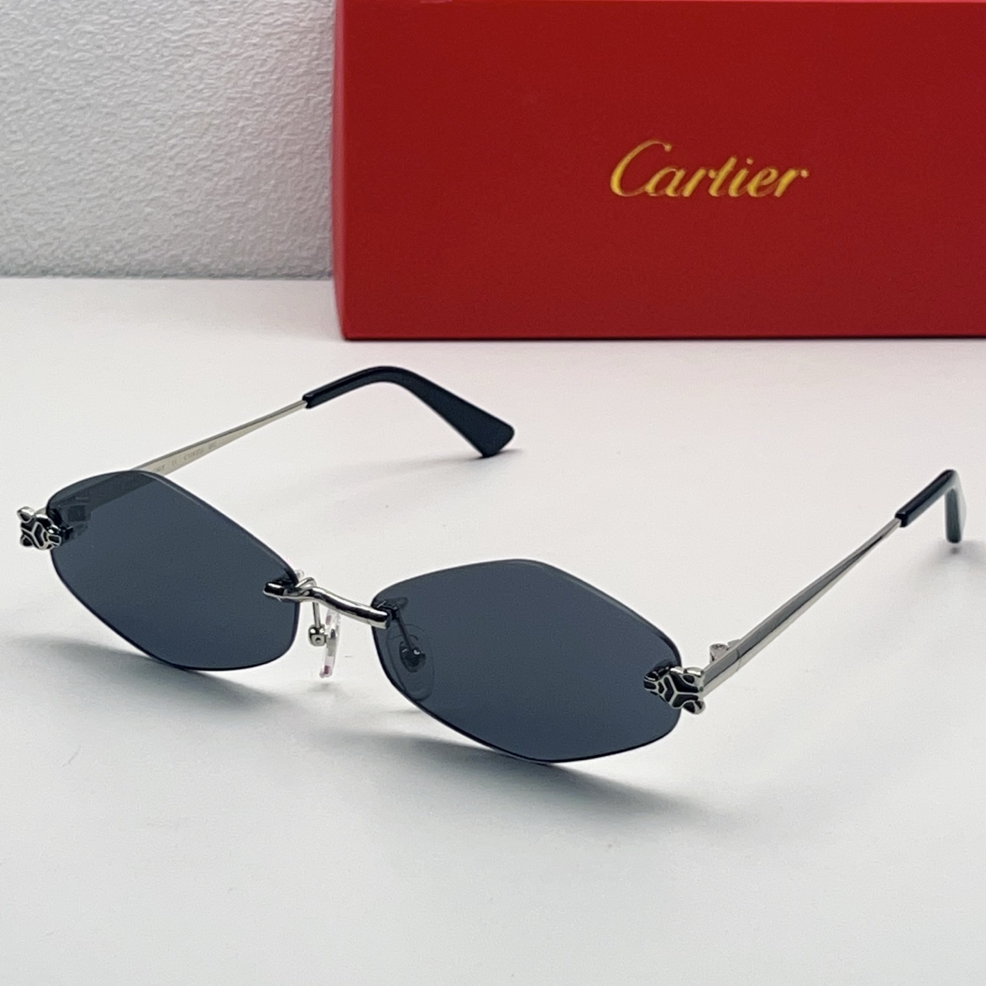 Cartier CT0433S Sunglasses Metal Rimless Geometric
