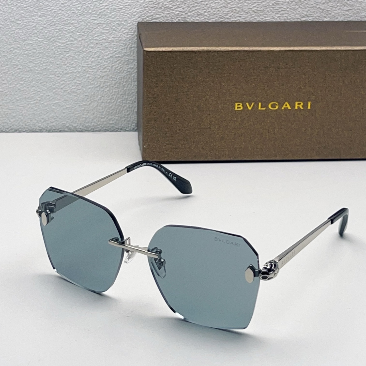 BVLGARI Rimless Metal Geometric Sunglasses