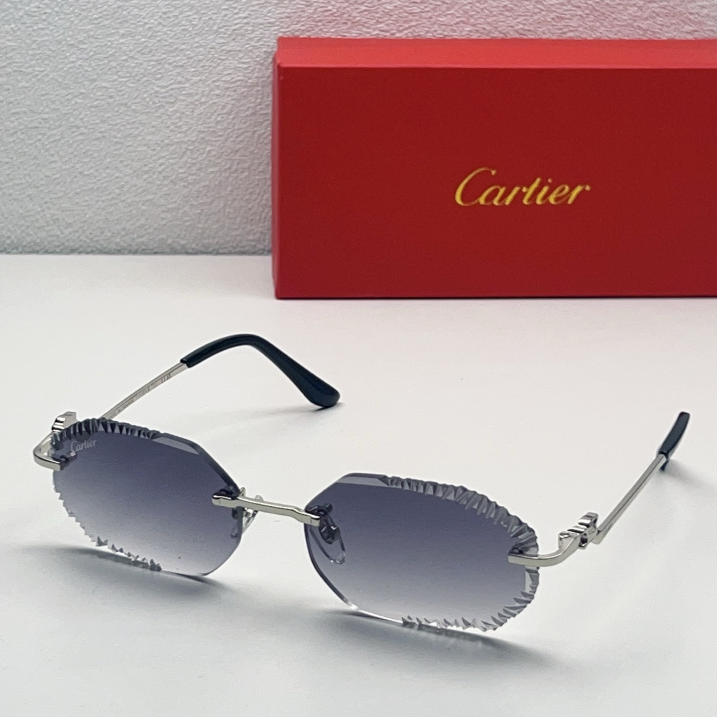 Cartier Rimless Metal Polygon Sunglasses