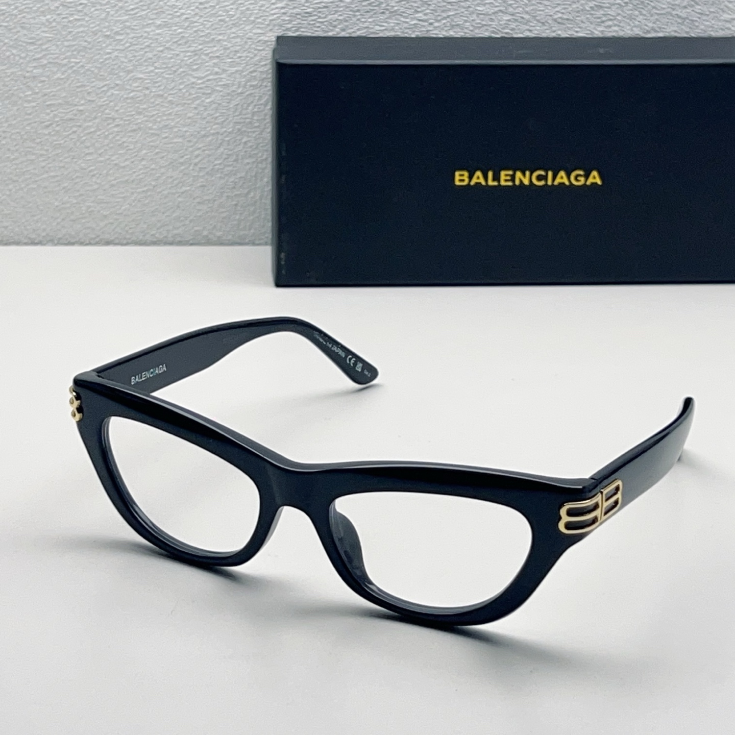 Balenciaga Black Acetate Cat-Eye Glasses