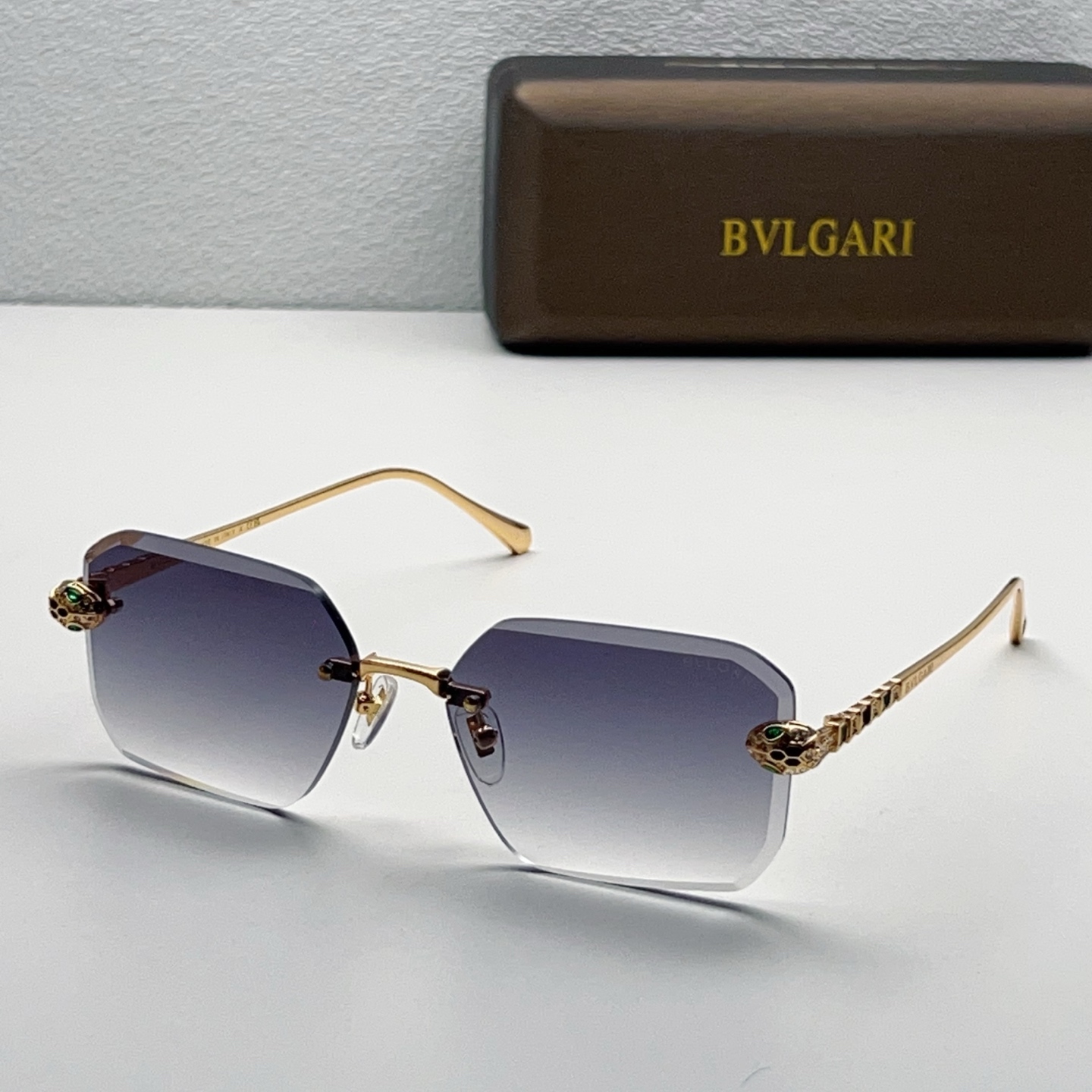 BVLGARI без оправы металлические геометрические солнцезащитные очки