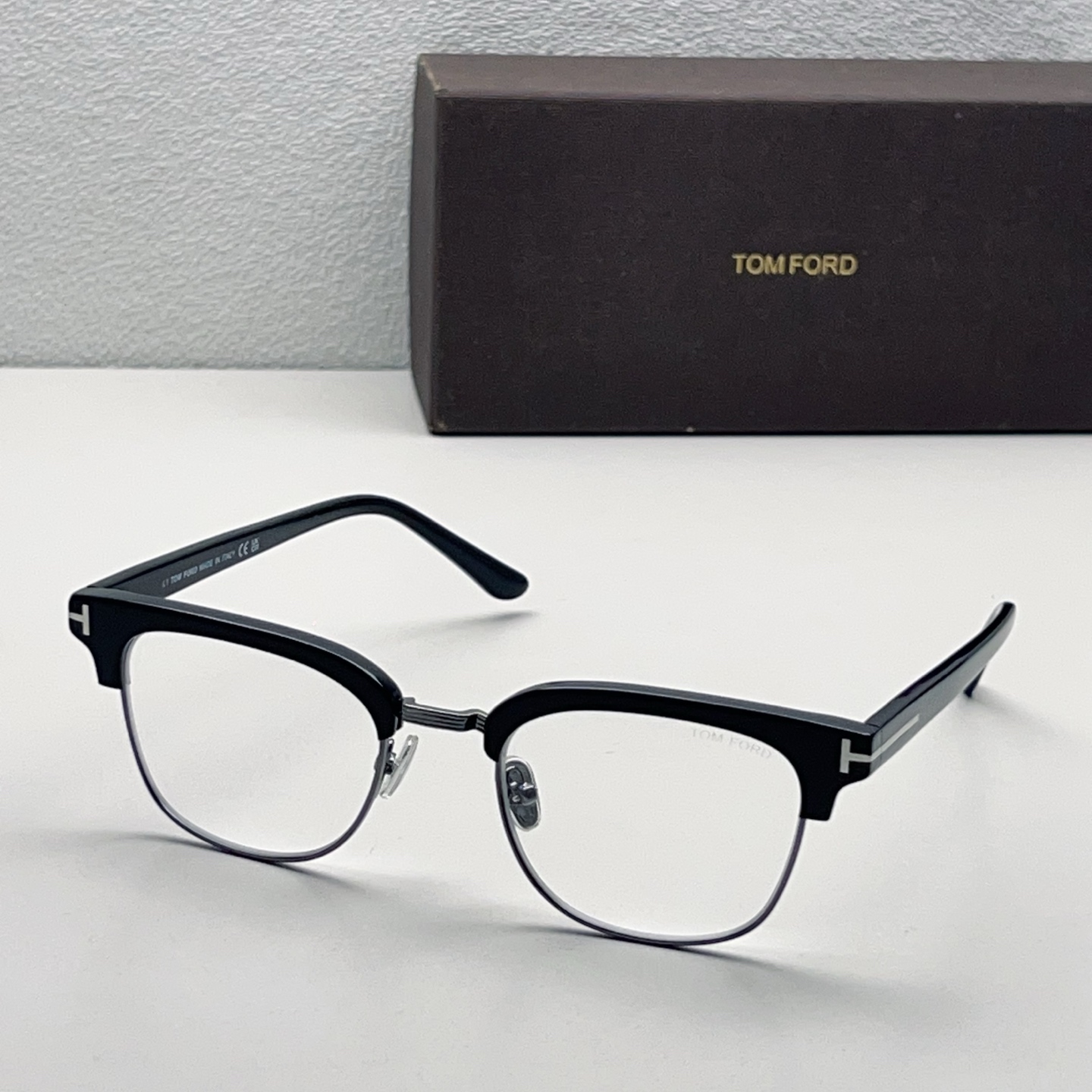 TOM FORD FT6016 Acetate Metal Browline Eyeglasses