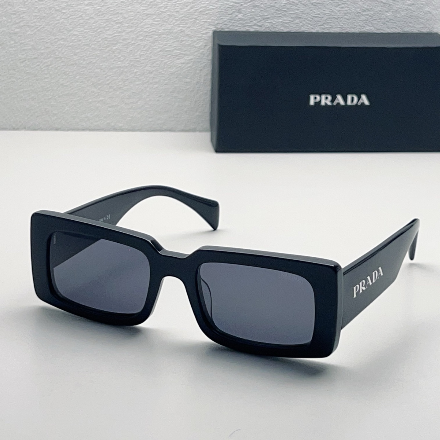 PRADA Sunglasses Acetate Rectangular Black