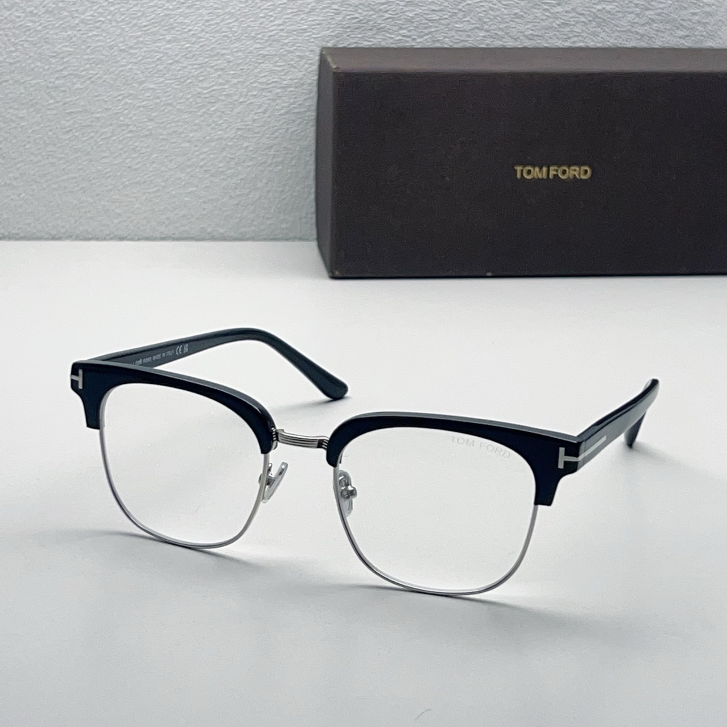 TOM FORD Half-Rim Acetate Metal Eyeglasses