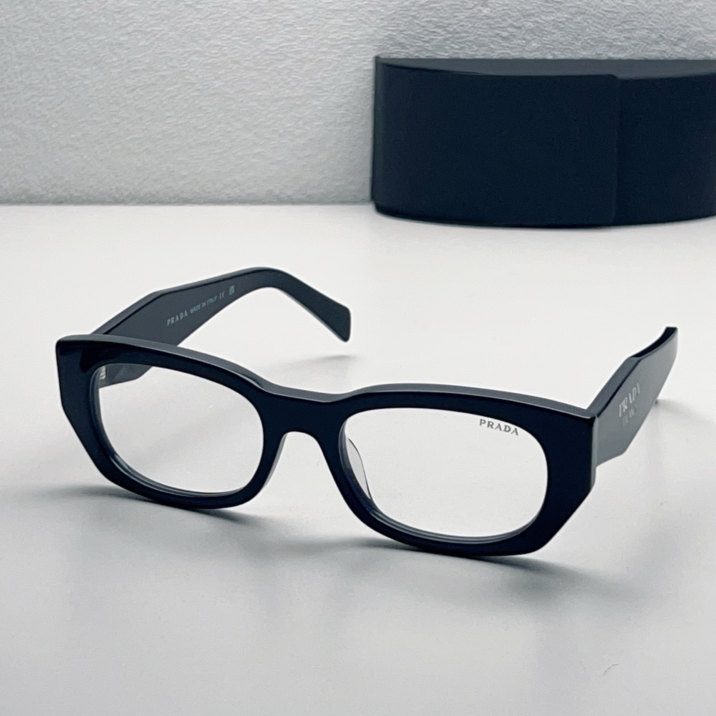 PRADA Eyewear Acetate Black Rectangular