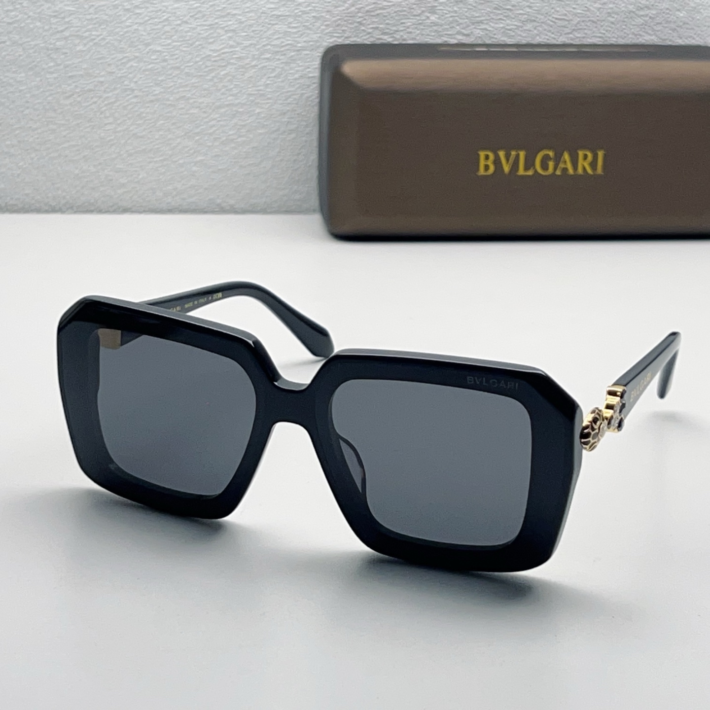 BVLGARI Sunglasses Acetate Square Black