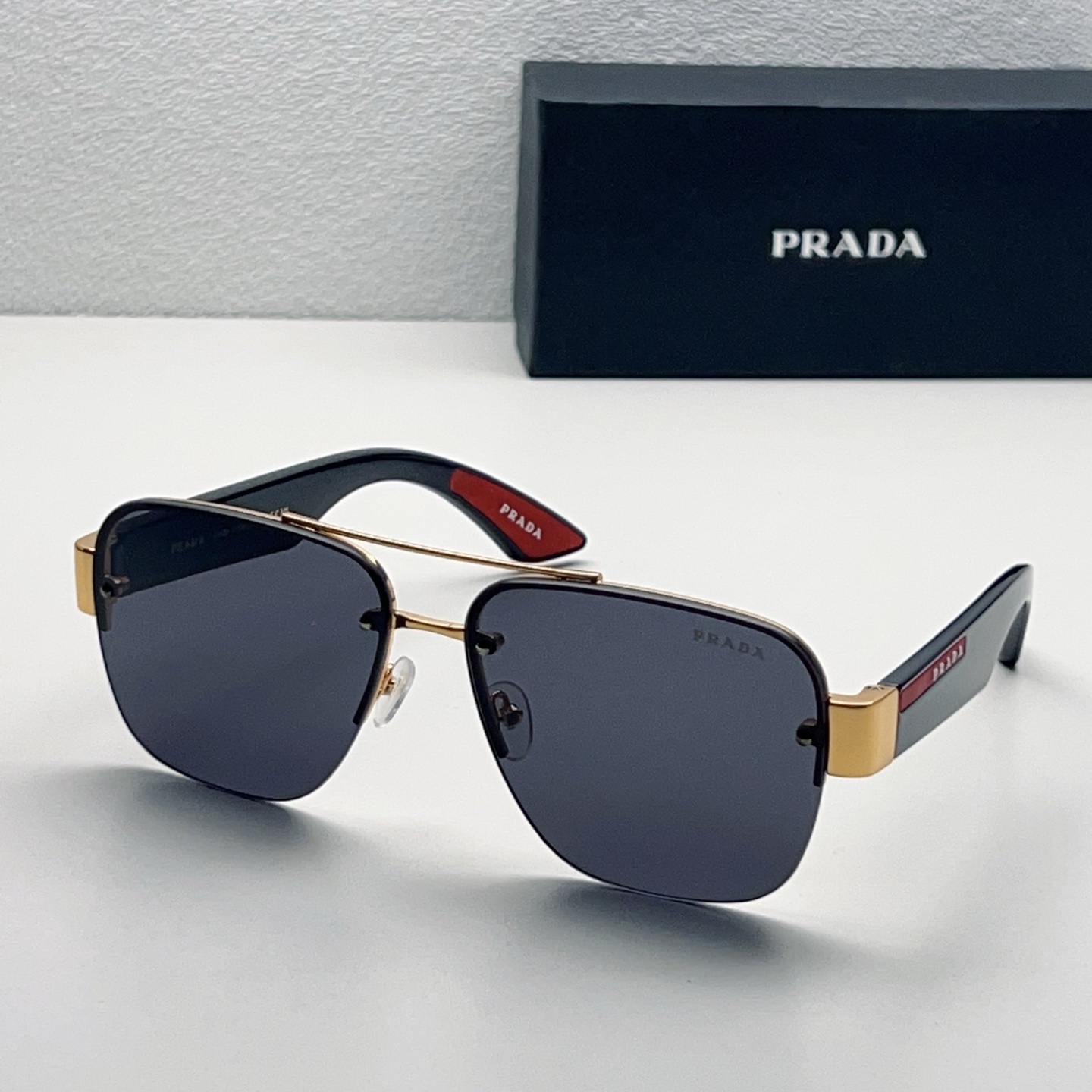PRADA Sunglasses Metal Rimless Square