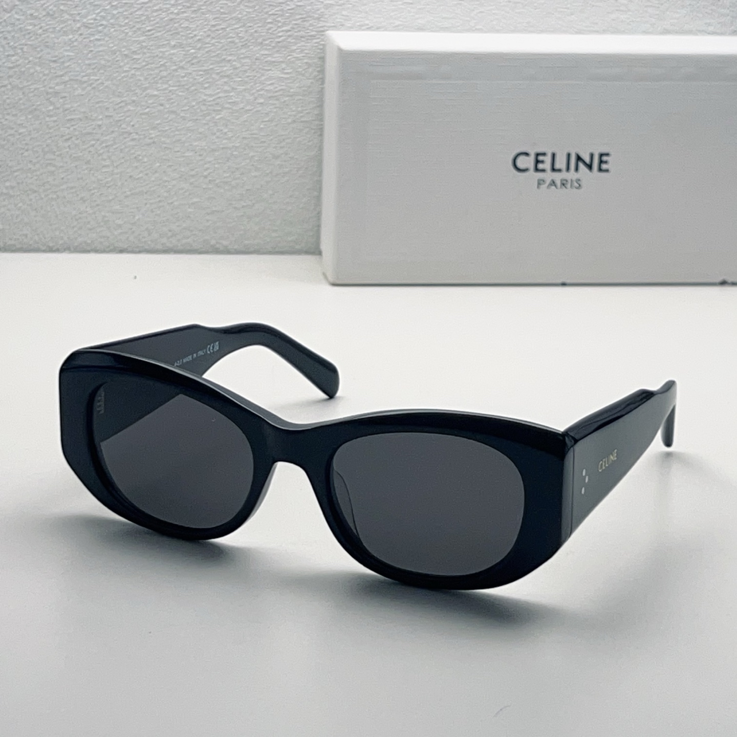 CELINE Sunglasses Acetate Black Rectangular