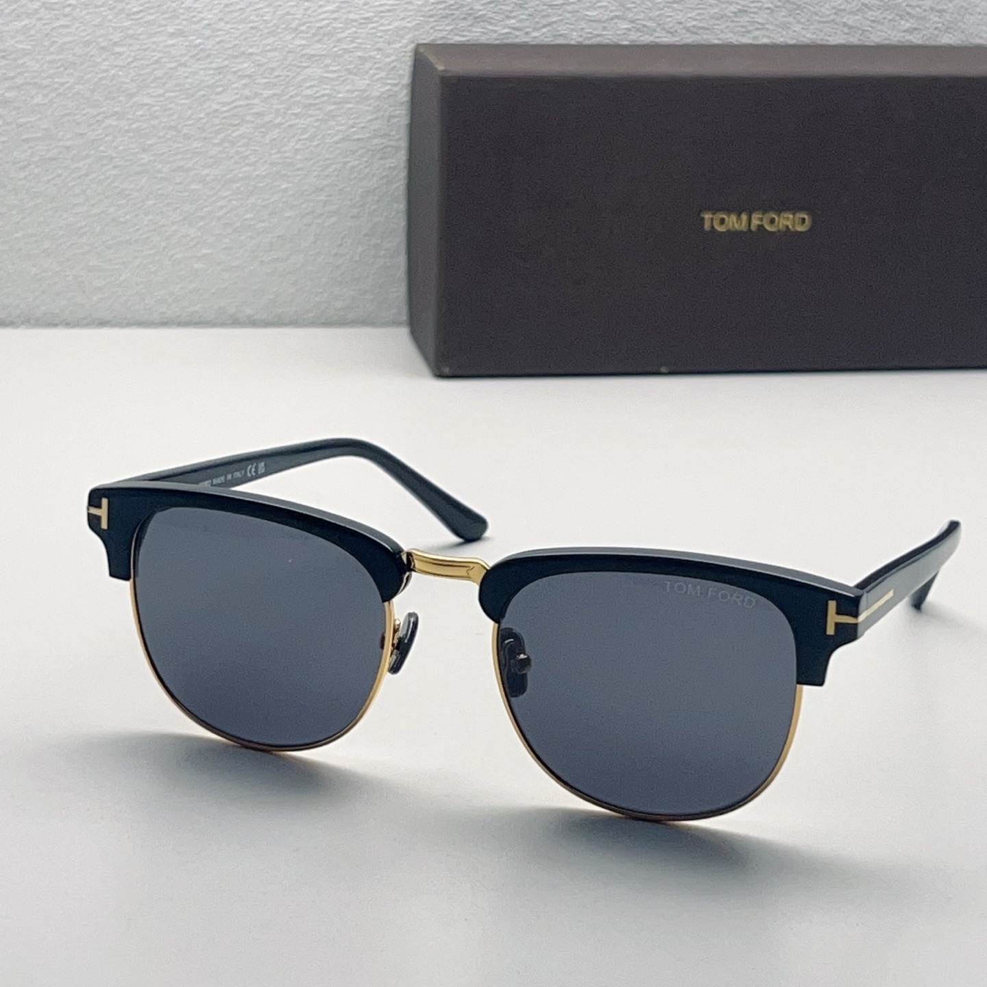TOM FORD FT0248 Sunglasses Acetate Metal Half-Rim Black
