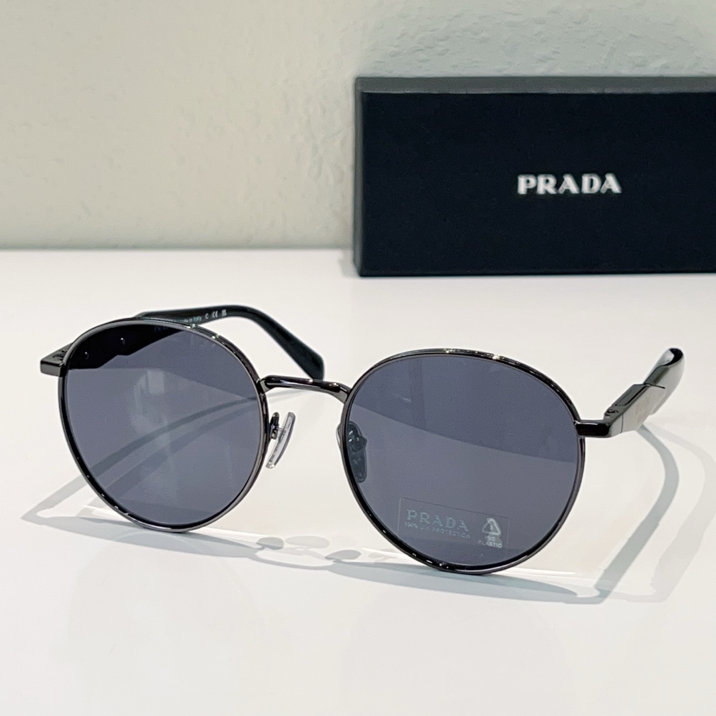 PRADA Sunglasses Metal Round Black