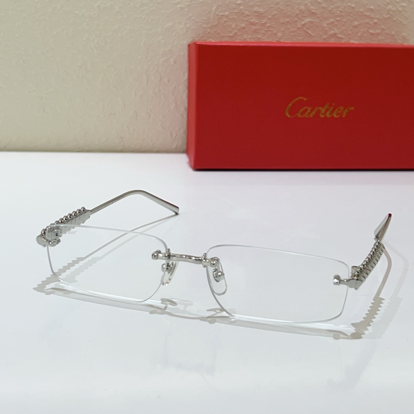 Cartier Rimless Metal Rectangular Glasses