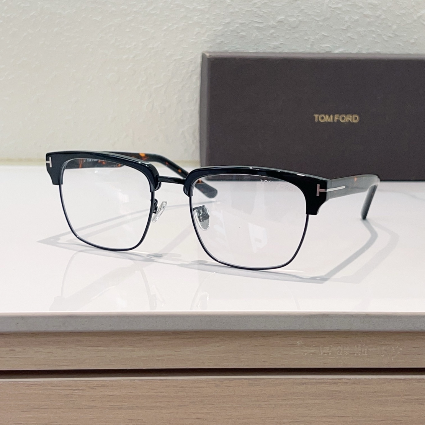 TOM FORD Half-Rim Acetate Metal Eyeglasses
