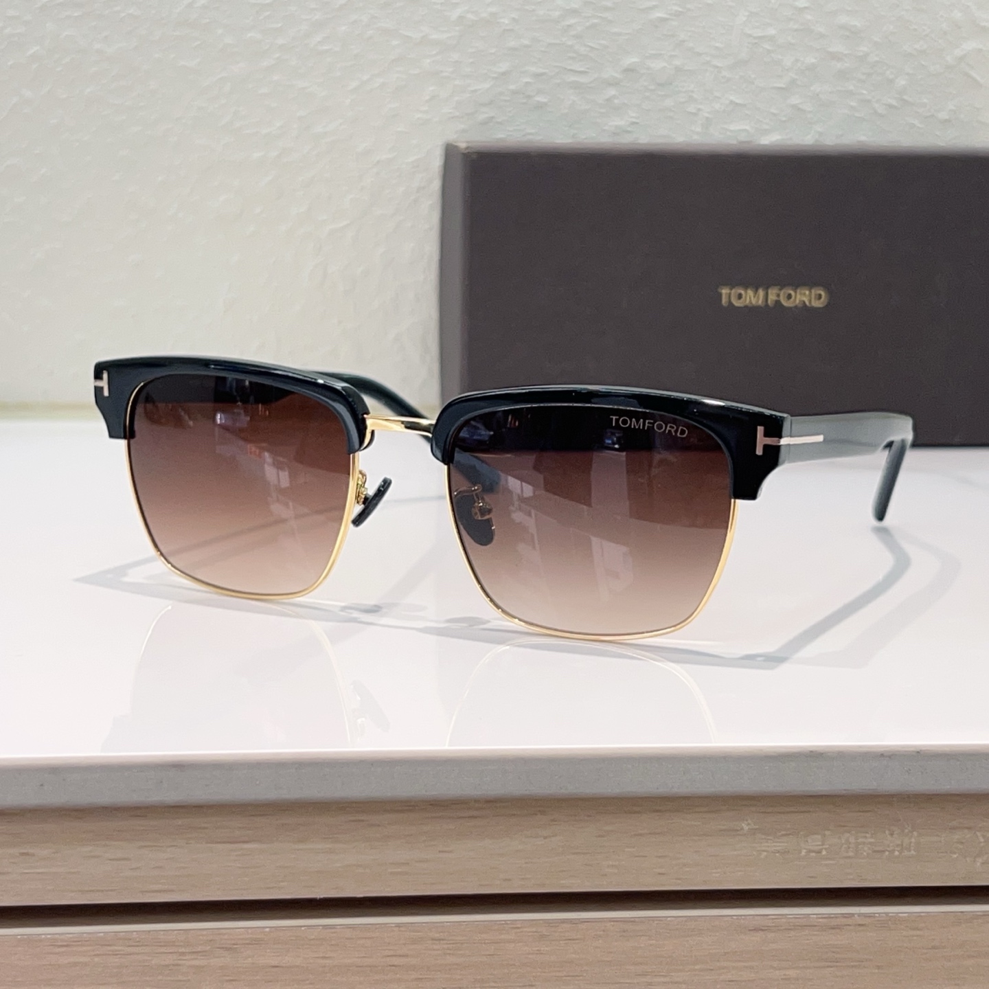 TOM FORD Sunglasses Half-Rim Metal Acetate