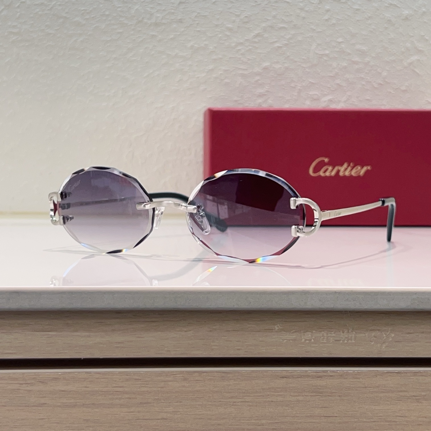 Cartier Rimless Sunglasses Metal Polygon