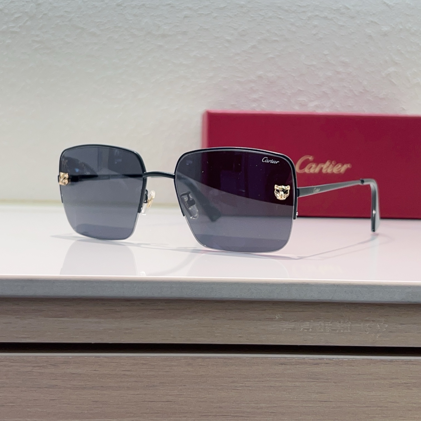 Cartier Sunglasses Metal Square Gradient Lenses