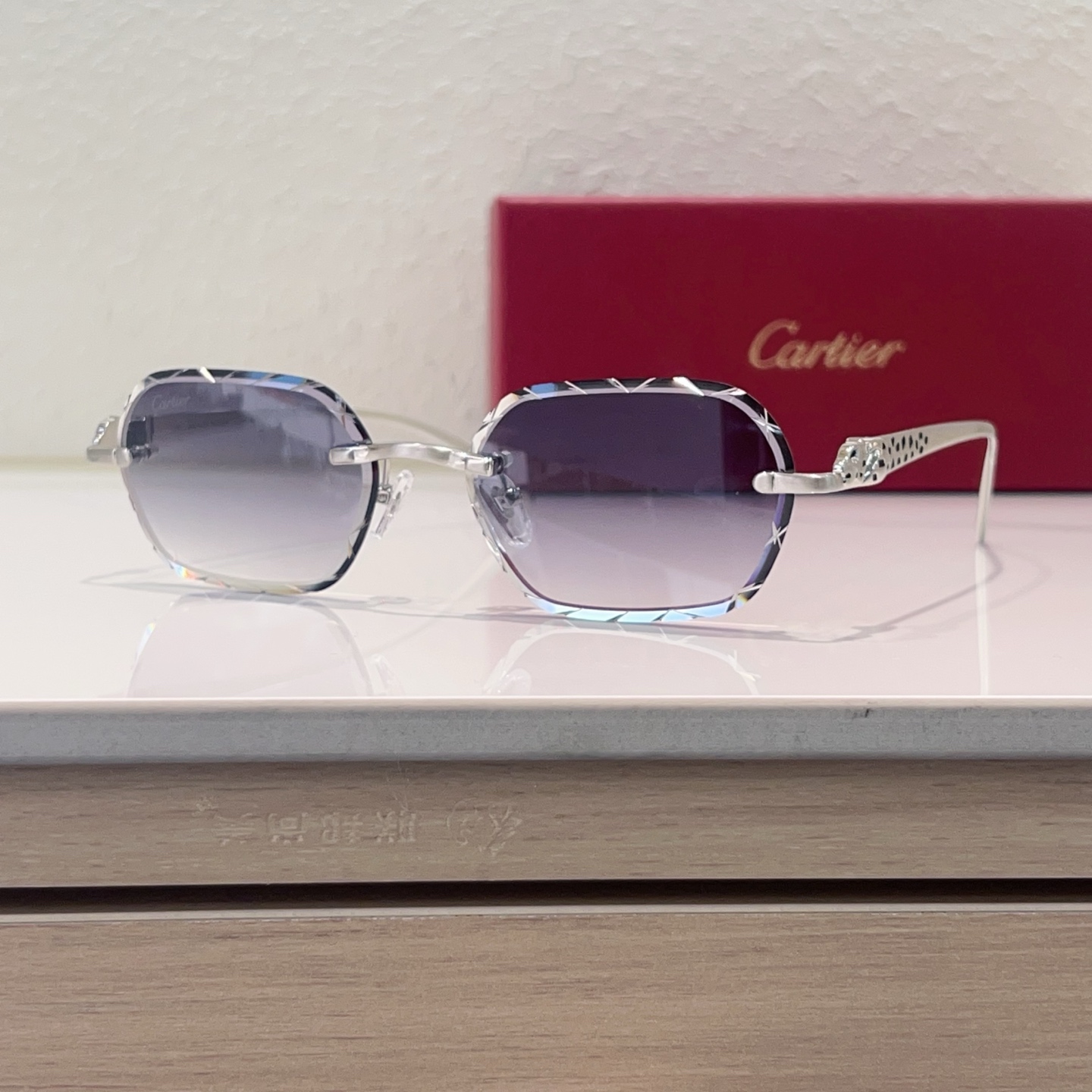 Cartier Rimless Metal Square Sunglasses