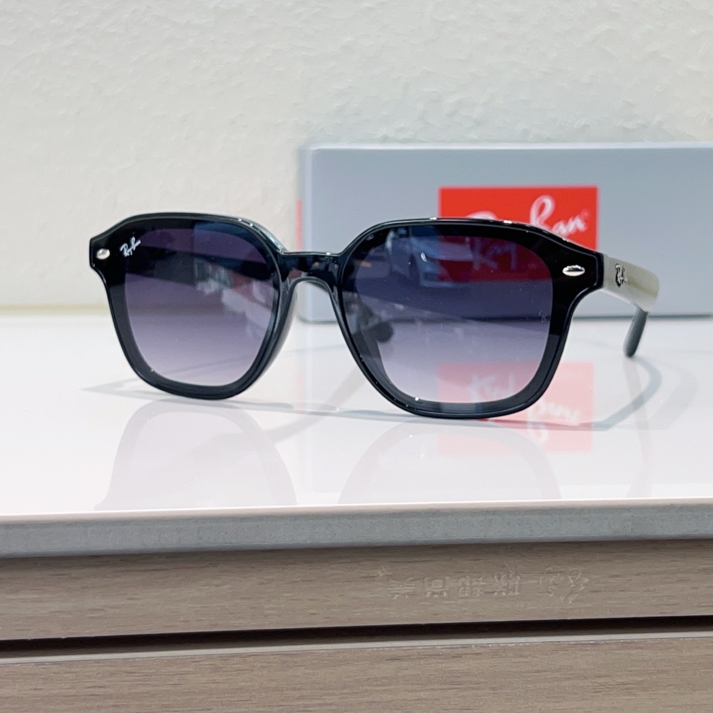 RayBan 太阳镜 RB4458D 板材 黑色 方形