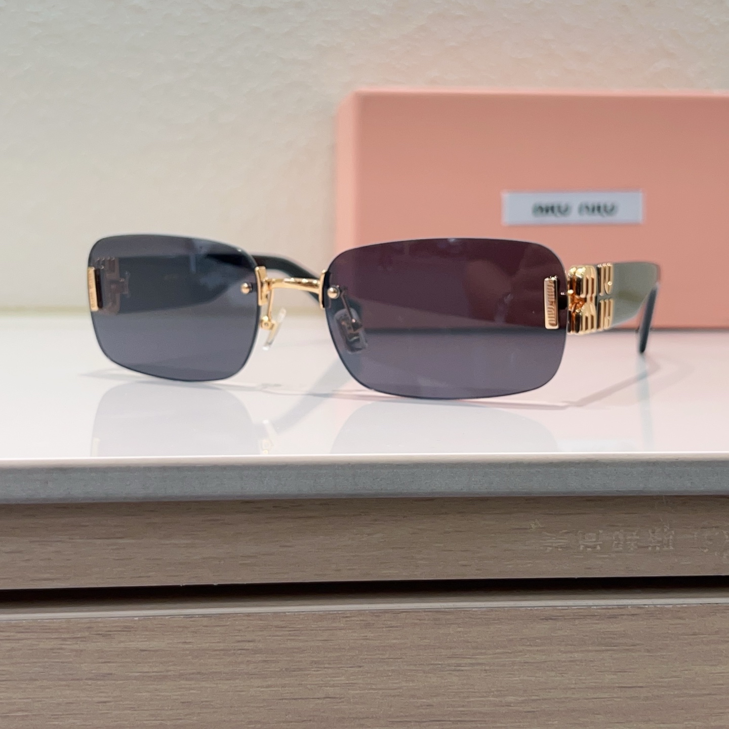 MIUMIU Sunglasses Metal Rimless Rectangular