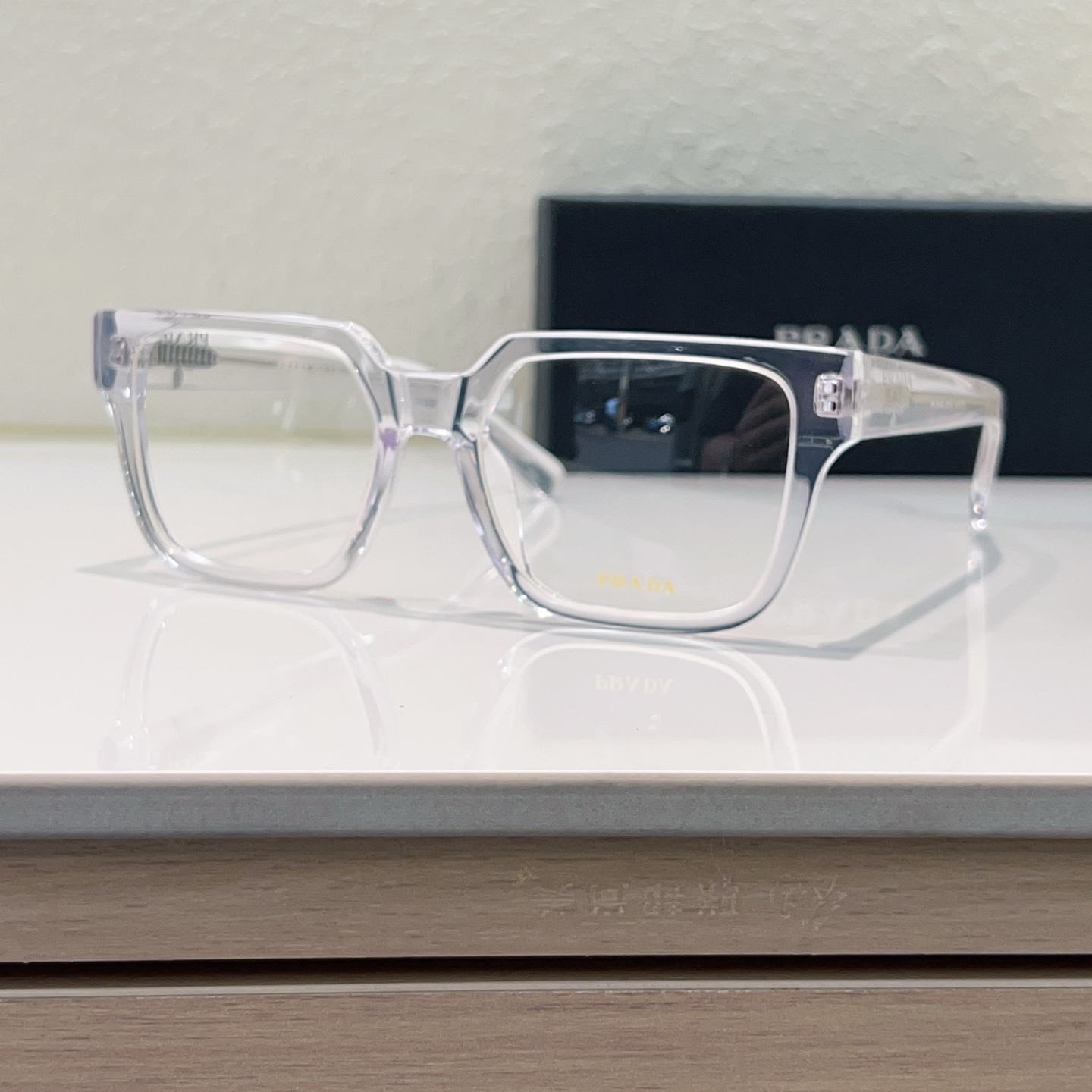 PRADA Optical Glasses Transparent Acetate Square Full Rim