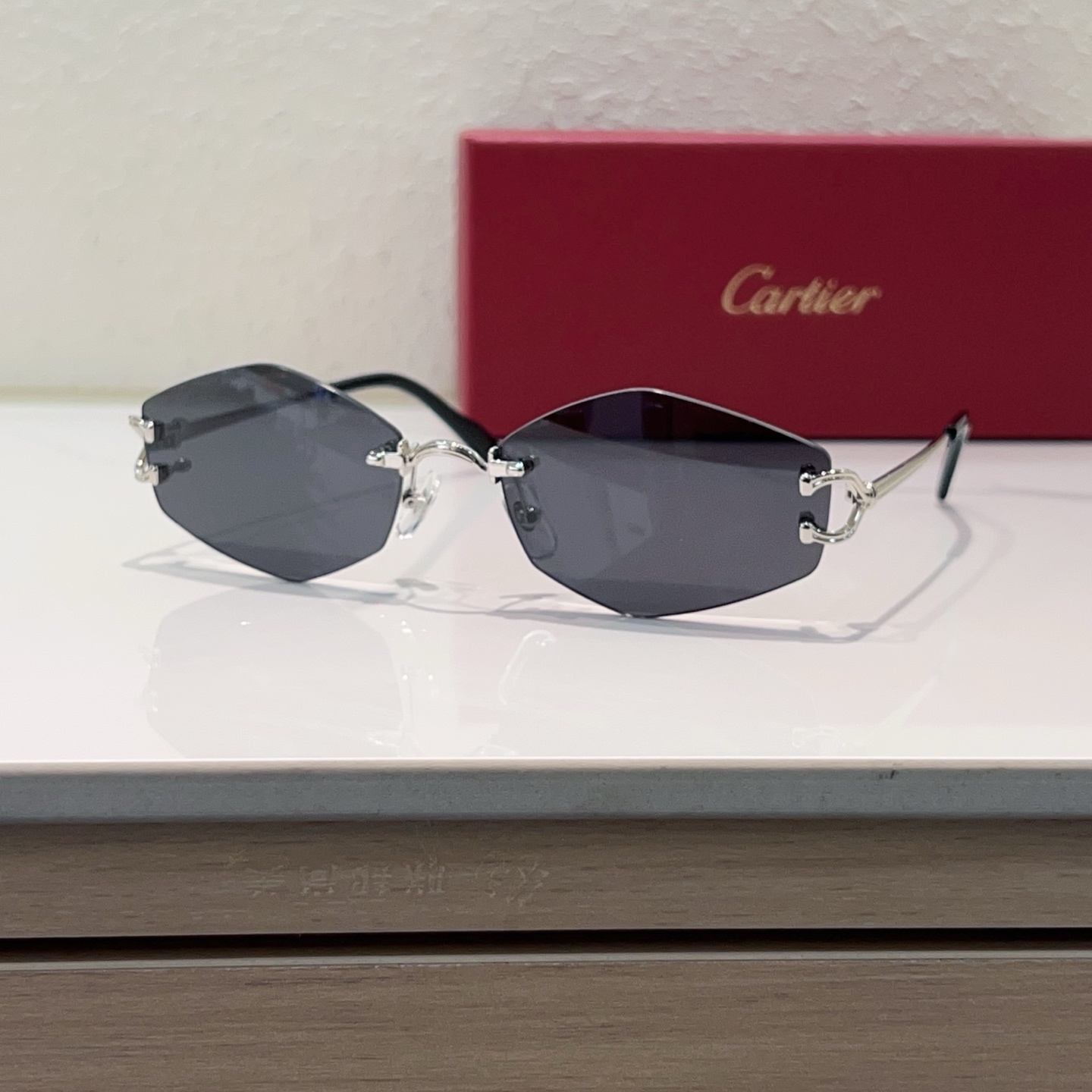 Cartier Rimless Sunglasses Metal Polygon