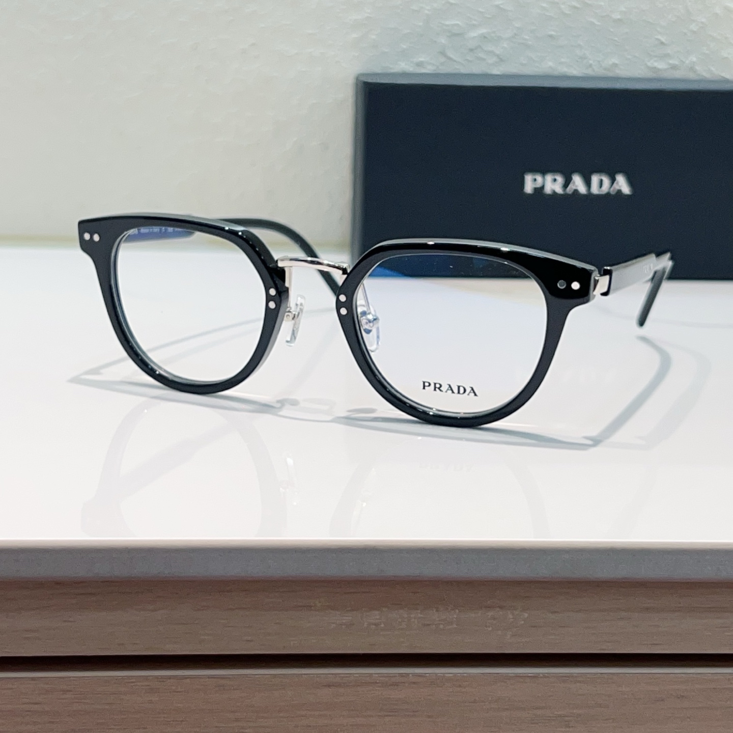 PRADA Optical Glasses Acetate Browline Frame