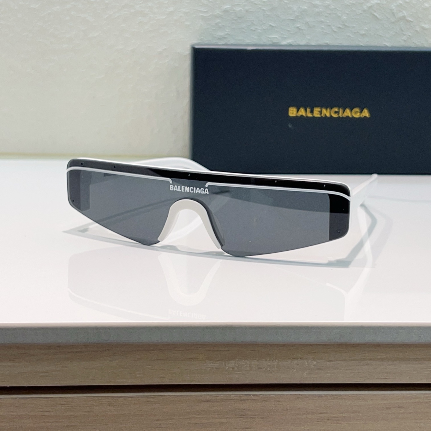 Balenciaga Sunglasses White Letters Narrow Frame