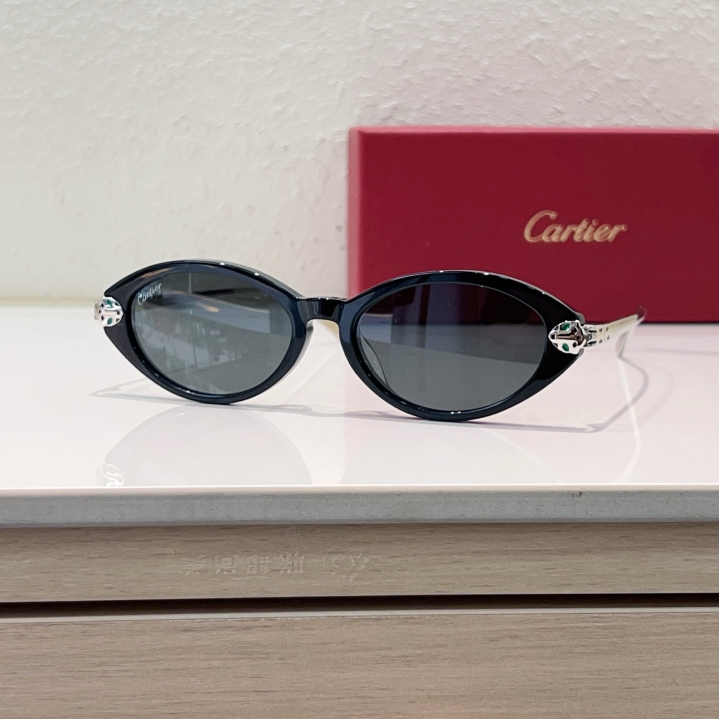 Cartier Sunglasses Acetate Oval Black