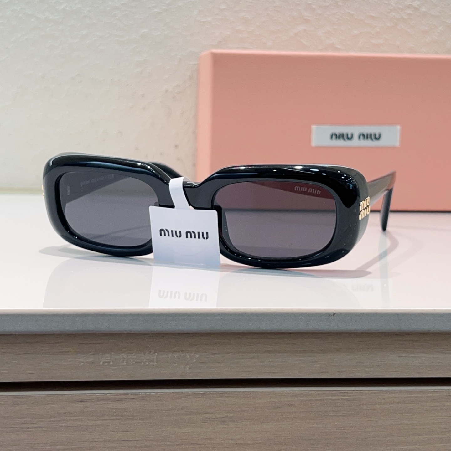 MIUMIU Sunglasses Acetate Black Narrow Frame