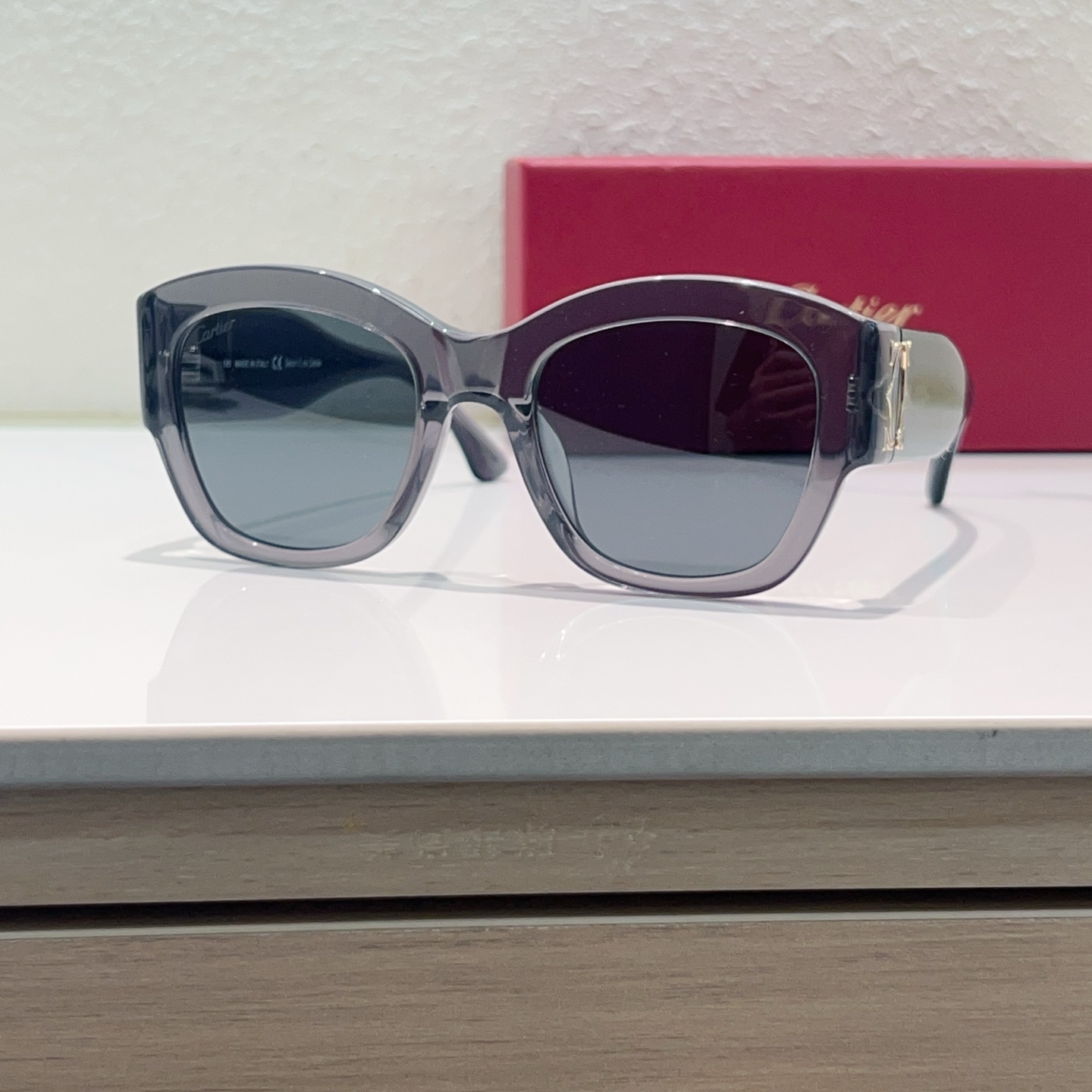 Cartier Sunglasses Acetate Square Gray Frame