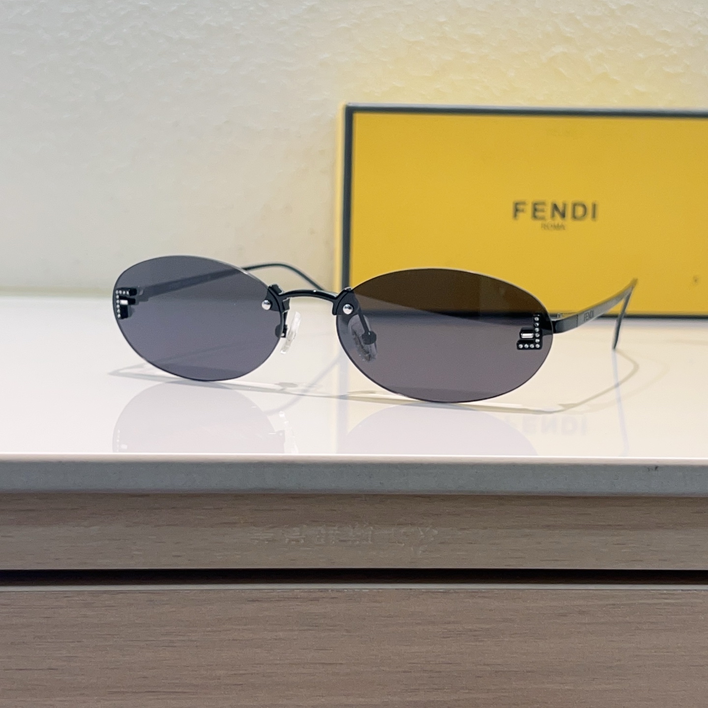 FENDI Rimless Metal Oval Sunglasses