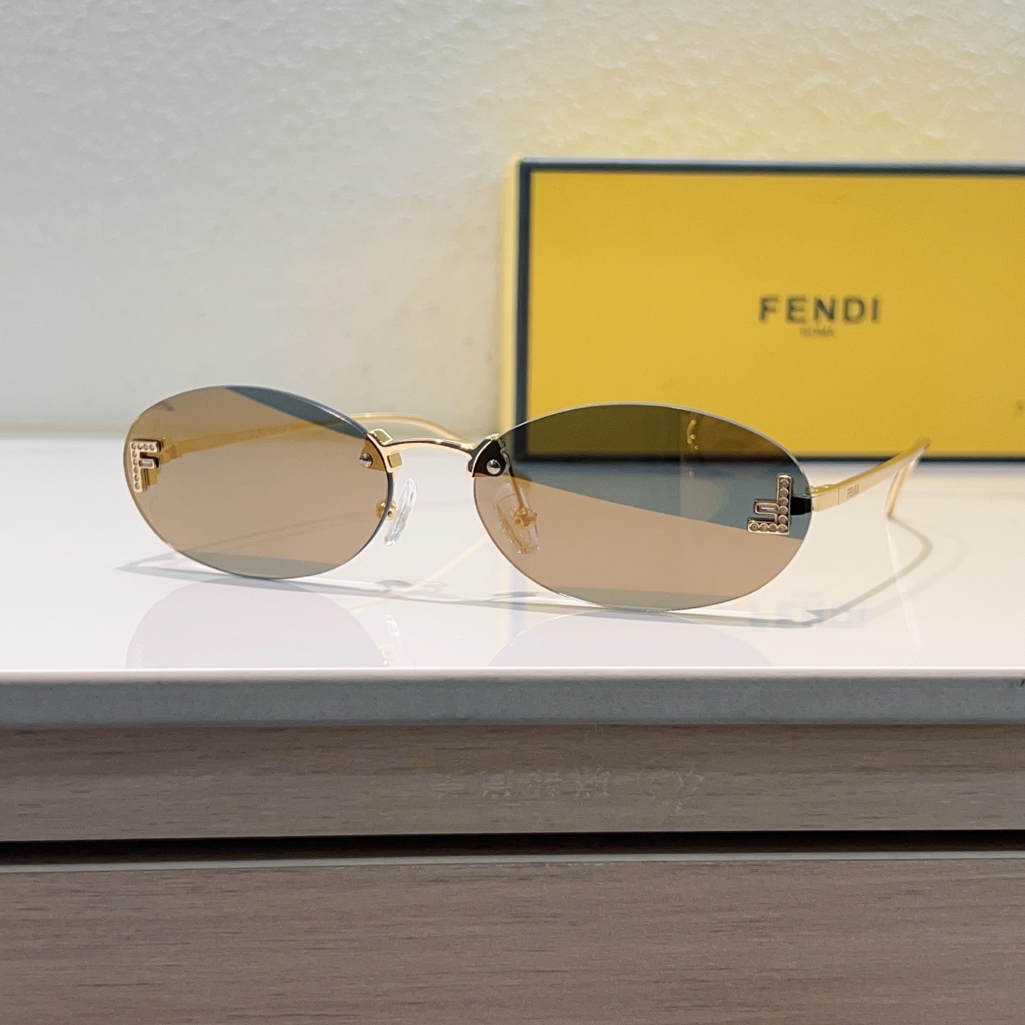 FENDI Sunglasses Metal Rimless Oval