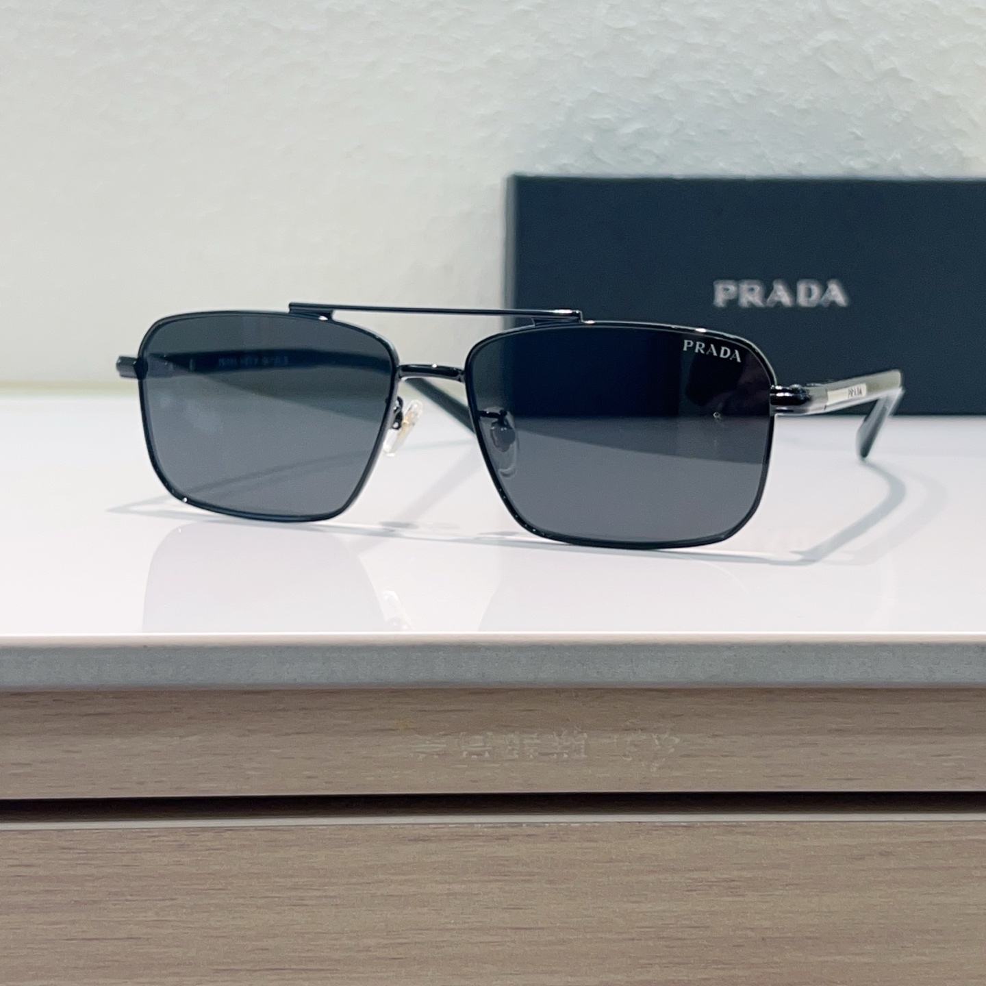 PRADA Sunglasses Metal Rectangular Double Bridge