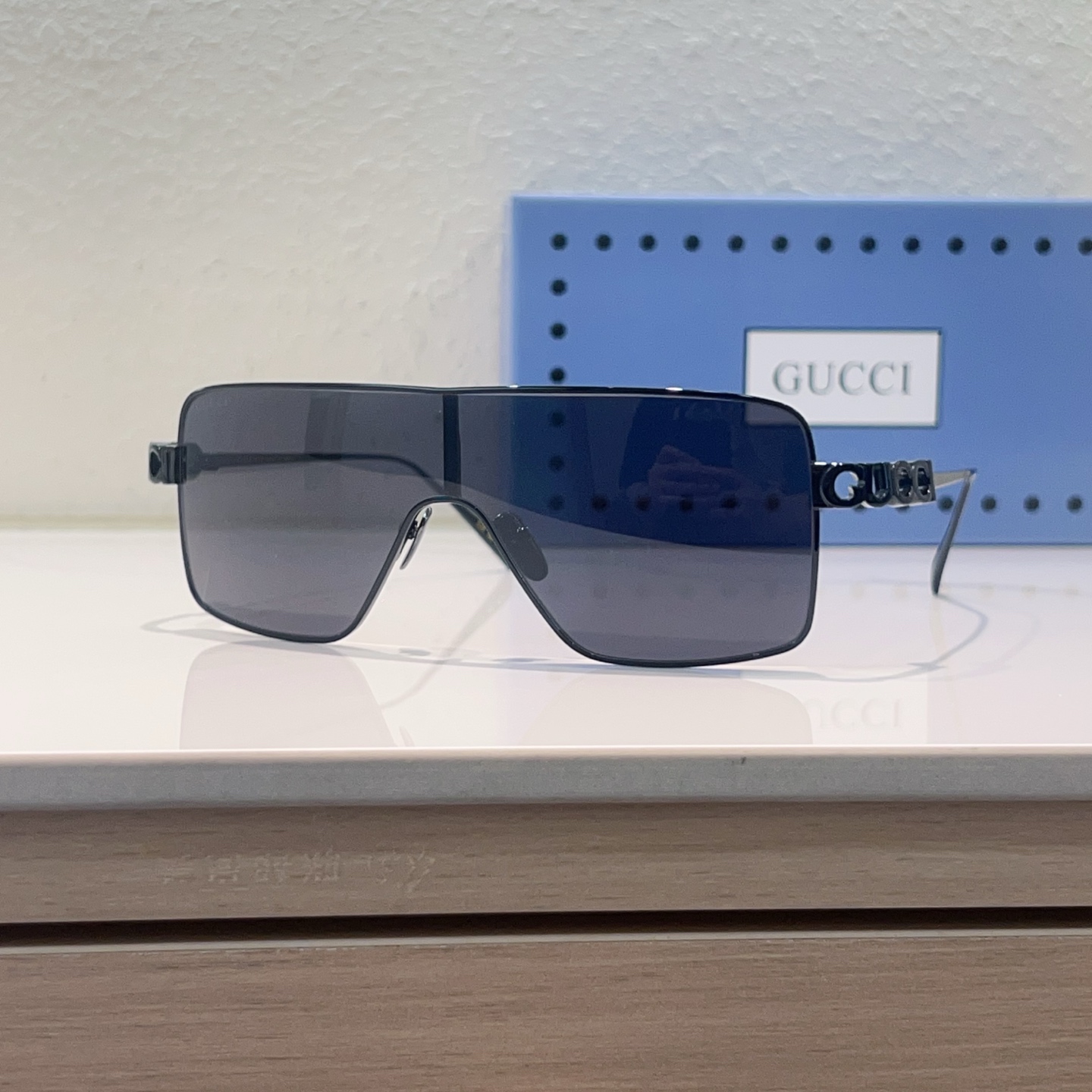 GUCCI Sunglasses Metal Rimless Rectangular