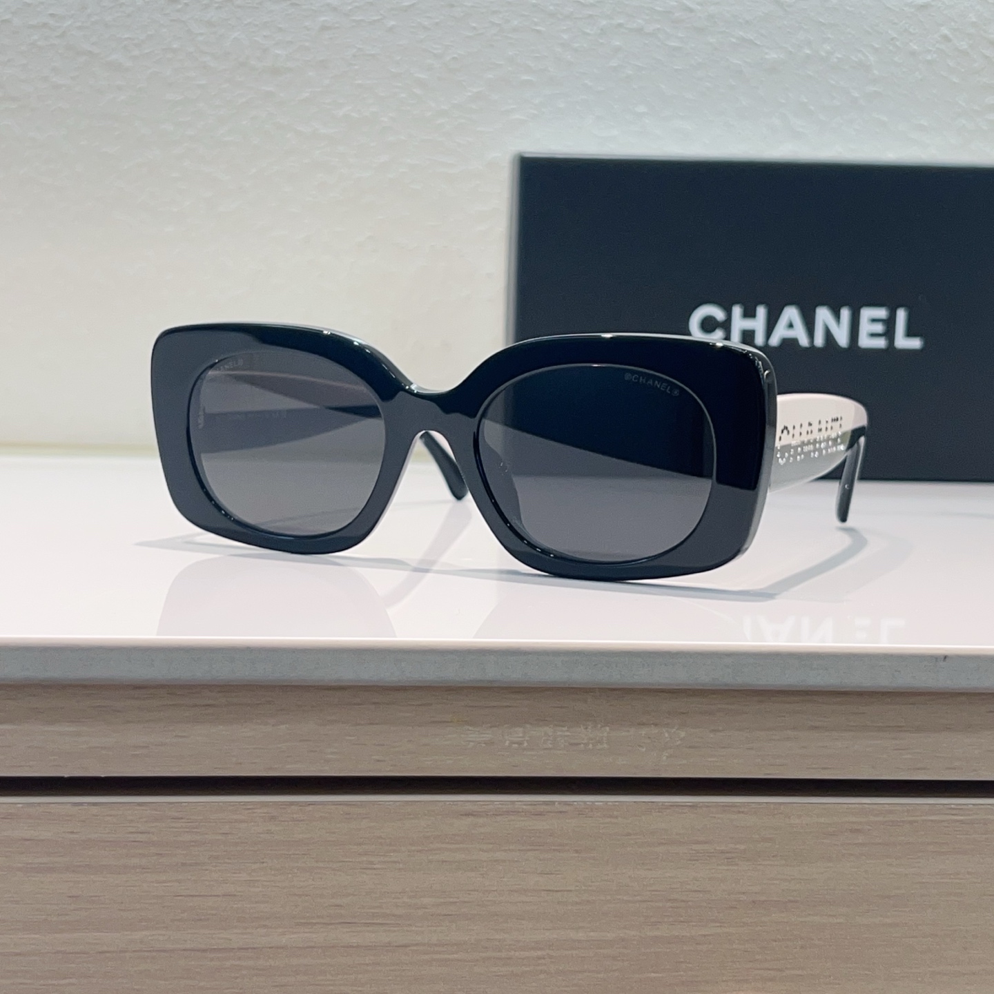 Chanel Sunglasses Acetate Square Black Frame